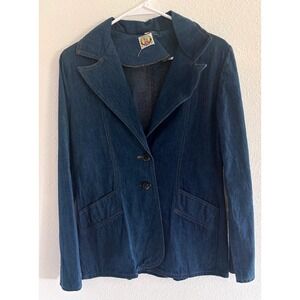 Vintage Rumble Seats Denim Blazer Womens Medium Blue Western‎ Ranch Boho 70s 80s